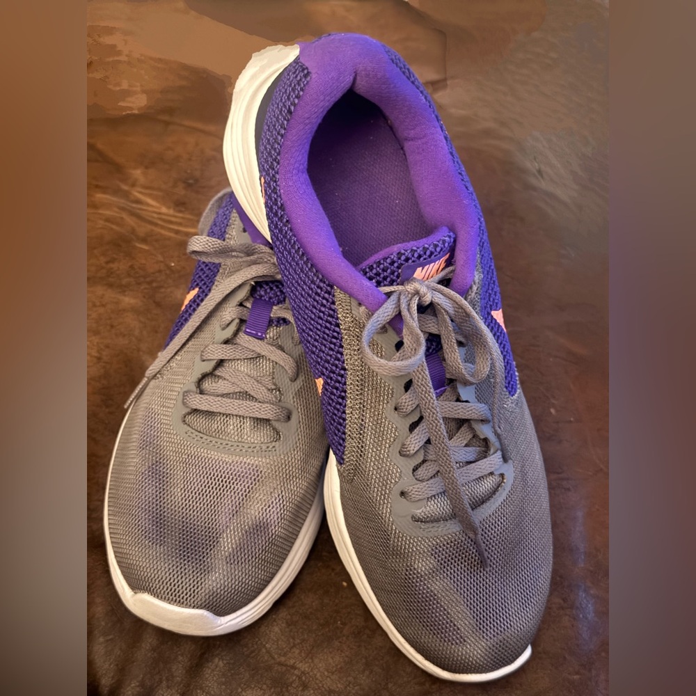 Nike Women's Revolution 3 Running Shoes - Gray/Purple - Women’s Size 10
